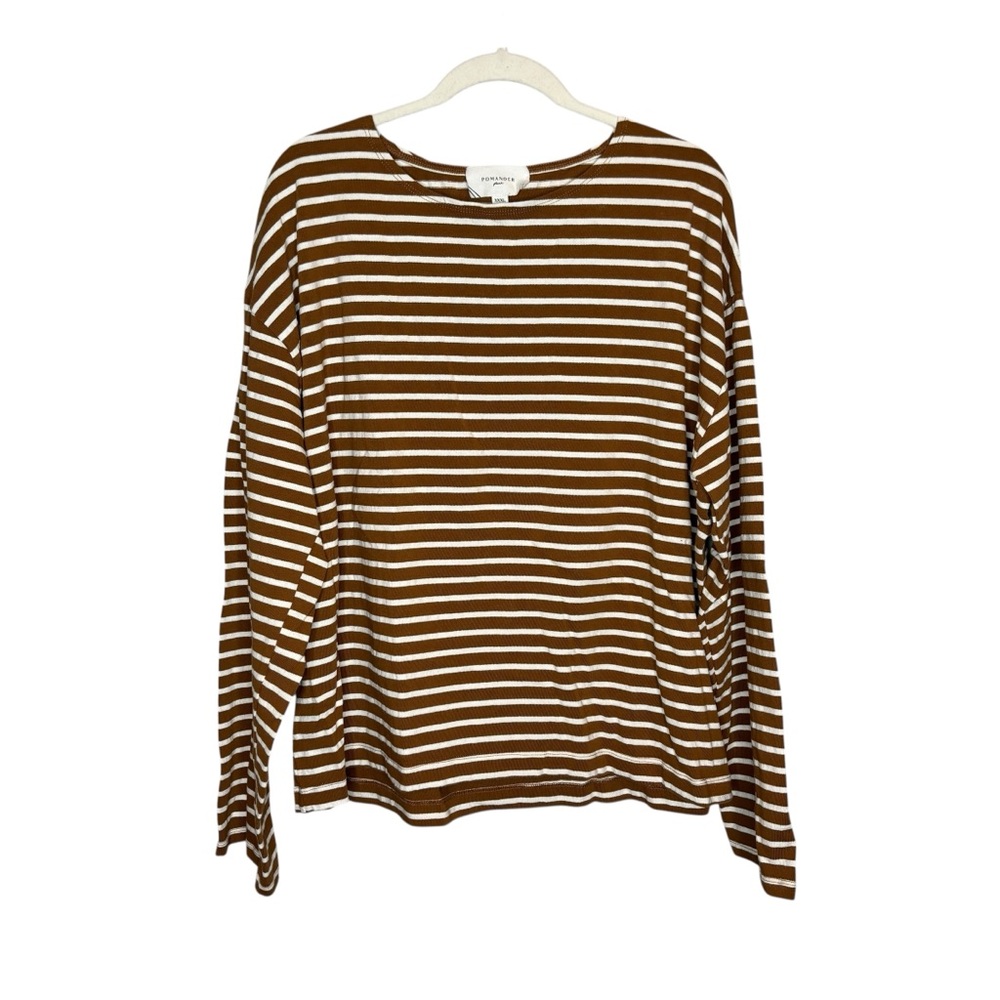 Pomander Place Stripe Knit Odie Tee & Olympia Shorts SET XXXL Brown Stripe - Picture 2 of 12